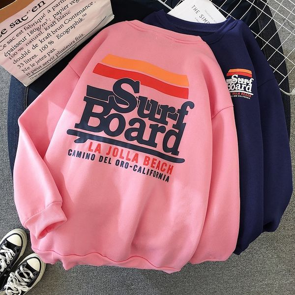 

зима теплой балахон женщины негабаритных фуфаек корейских кавай harajuku письмо печать толстовка streetwear повседневного плюс бархат розово, Black