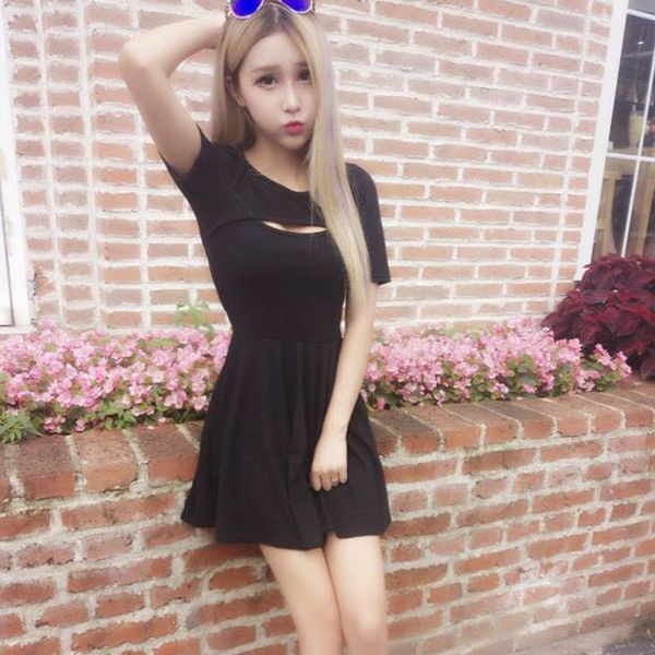 

spring and summer 2020 new korean style nightclub temperament womens slim-fit lotus leaf skirt dress, White;black