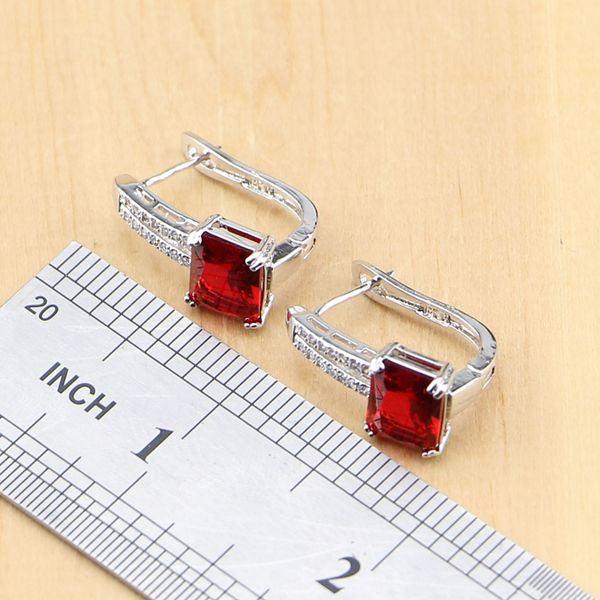 

925 silver jewelry red cubic zirconia white cz beads jewelry sets women earrings/pendant/necklace/rings/bracelet, Slivery;golden