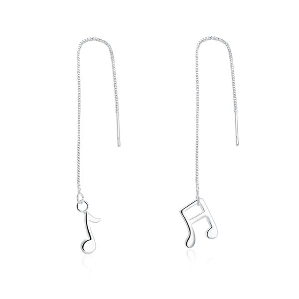 

plated sterling silver fashion note shape earrings djse856 size 11.4x1.2cm; women's 925 silver plate ear cuff jewelry earring