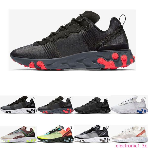 

2019 react element 87 55 running shoes for men women white black royal tint desert sand designer breathable sports sneaker size 36-45, Black;green