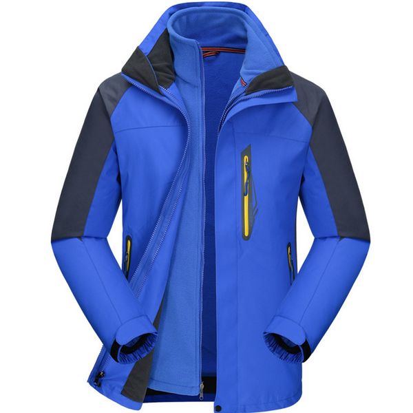 

mazerout man skiing training waterproof fishing outdoor 3in1 jacket trekking warm camping hiking sports outwear plus size 3xl j9, Blue;black