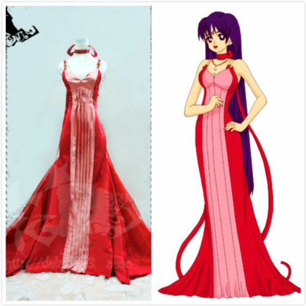 

details about sailor moon sailor mars hino rei-princess mars red dress cosplay costume, Black;red