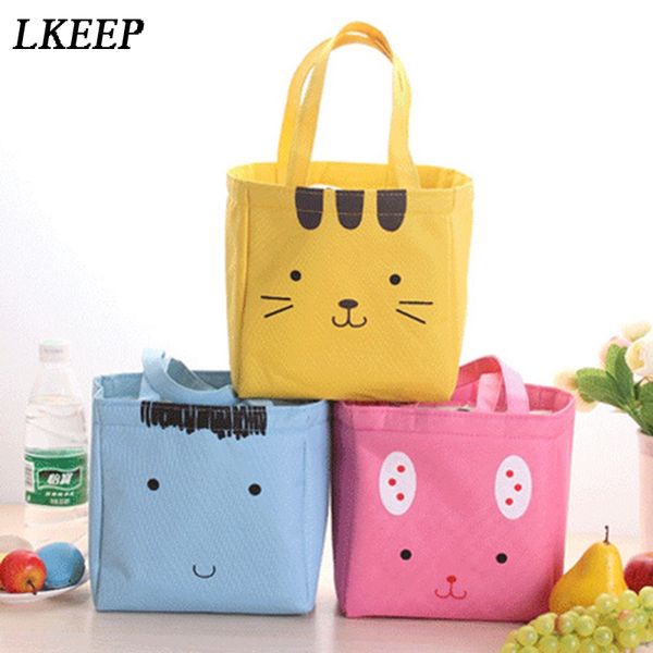 

2020 portable thermal insulation lunch bag cartoon oxford cloth picnic travel lunch box for lancheira bolsa termica, Blue;pink