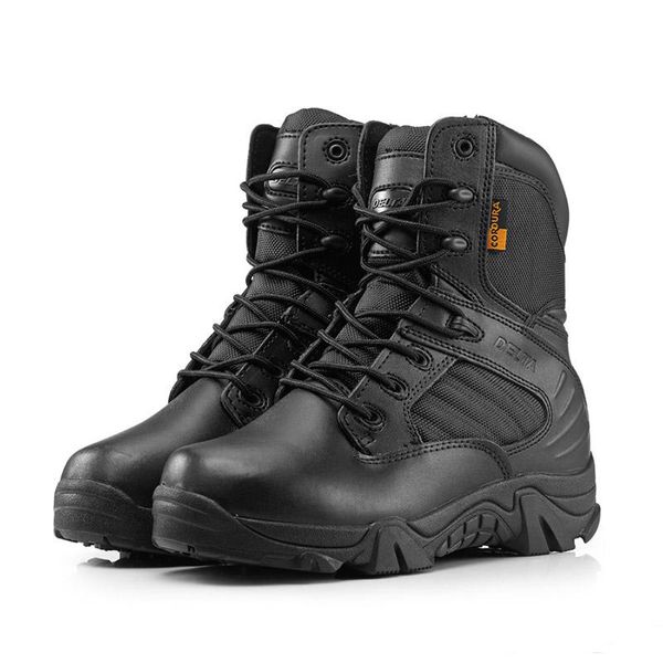 

Tactical Boots Round Toe Men Desert Combat Boots Outdoor Mens Leather Army Ankle Boots Tactical Gear Sports Shoes, Black+high-top