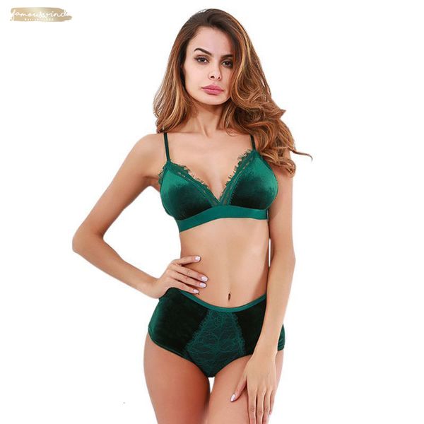 

up push bra set trim fashion women velvet bralette underwear high waist panties soft lingerie set, Red;black