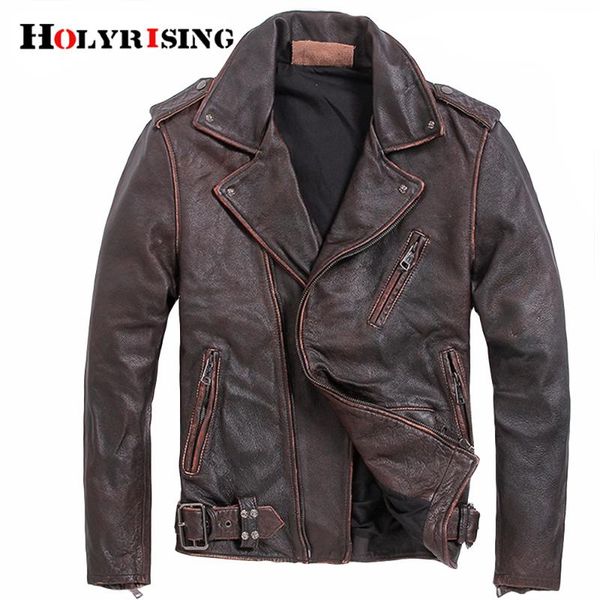 

vintage leather jacket men 2020 new style genuine leather jacket men fashion biker plus size sales, Black