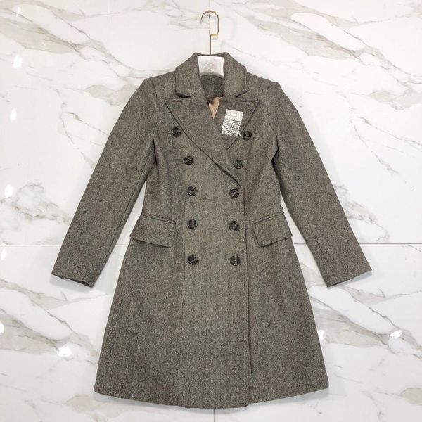 

106371 fashion turn down collar 2020 new gray polyester women coat autumn, Black