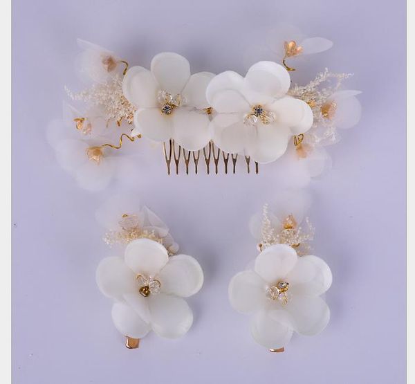 

korean hay flower comb suit wedding dress accessories bride jewelry, Slivery;golden