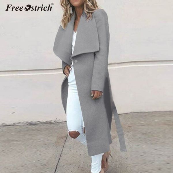 

ostrich women wool long coat woolen ladies elegant woman coats 2019 winter female coat slim coats woman winter n30, Black