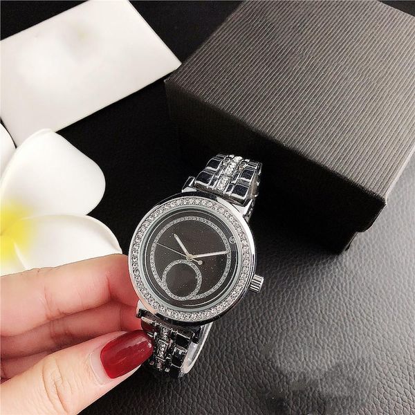 

selling casual fashion diamond ladies watch steel band m quartz watch dz7333 folding buckle m-7087mzq, Slivery;brown