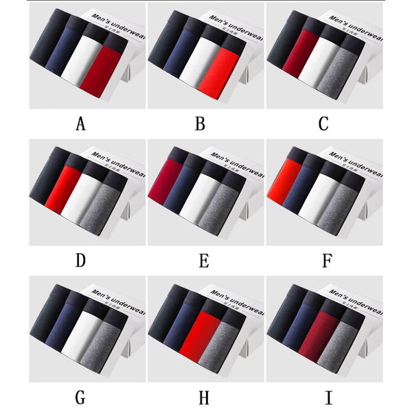 

men designer boxers 2020 new arrival mens fashion solid color underpants brand breathable comfortable underwears gift box 4pcs=1 lot, Black;white