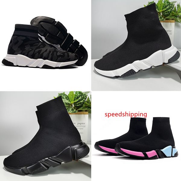 

2019 new paris speed trainers knit sock shoe original luxury designer mens womens sneakers high casual shoes