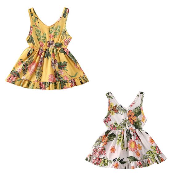 

1-4years toddler baby girl flower dress sleeveless mini tutu dress pageant party dresses, Red;yellow