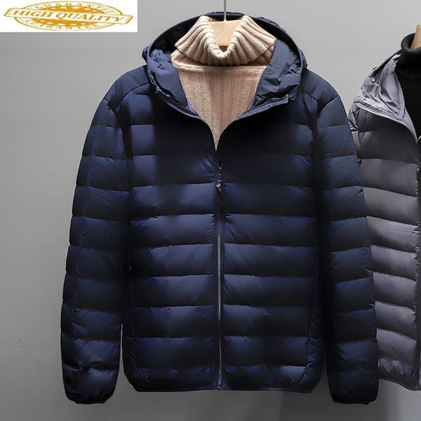 

ayusnue duck down jacket men autumn winter ultralight down coat puffer jacket hooded seamless doudoune homme hiver k-8907 kj3836, Black