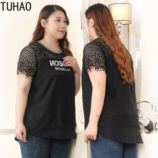 

tuhao plus size 10xl 8xl 6xl elegant black lace blouse shirt women shirts casual office women blouse blusas camisas mujer, White