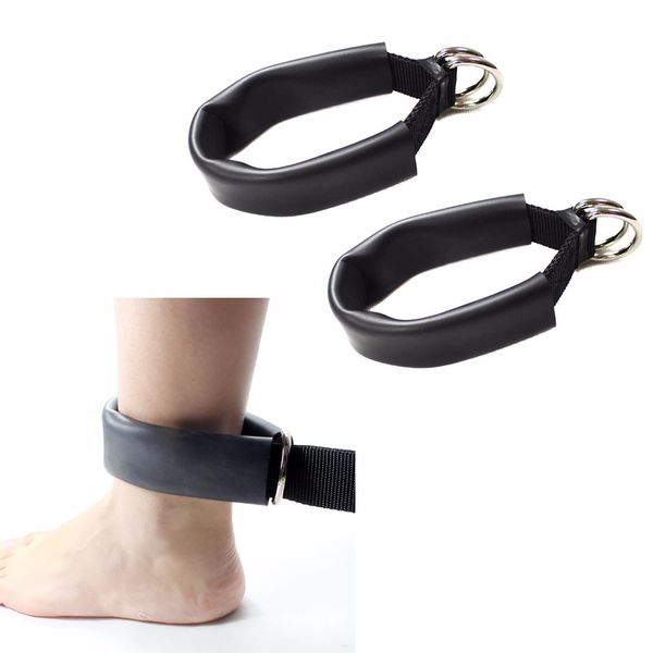 

2pc fitness band workout resistance band cable-machine ankle cuff attachment two d-ring leg training foot-support gym equipment