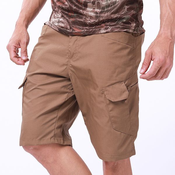 

outdoor climbing loose cargo shorts army fan tactical shorts camouflage training clothes men summer fitness sports short trouser, Brown;gray