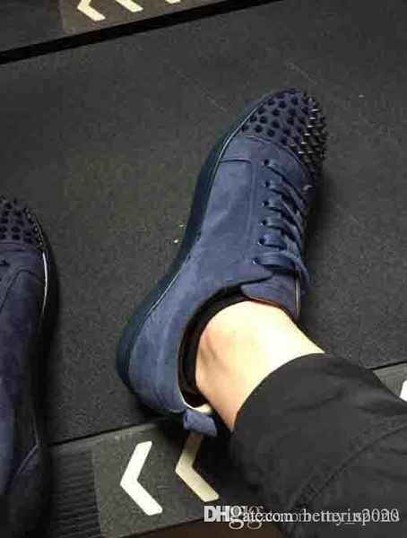 

leather tspikes junior red bottom sneakers lowfashion sneakers,sheepskin men women flat sneaker lace-up,the bottom red luxury men shoe, Black