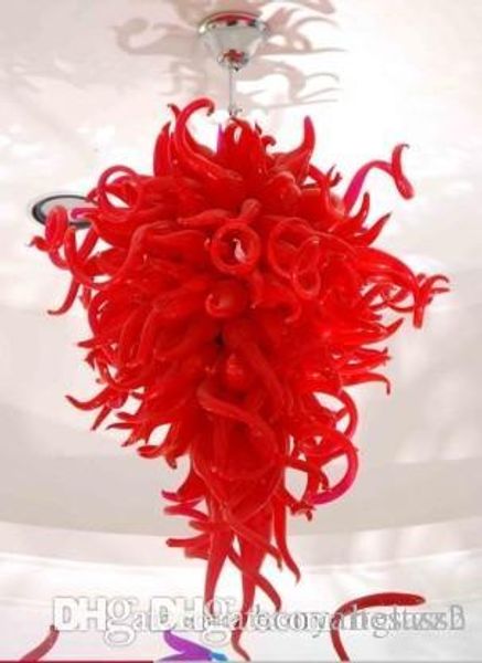 

100% mouth blown borosilicate superior red glass led ceiling light hand blown art murano glass chandelier lighting