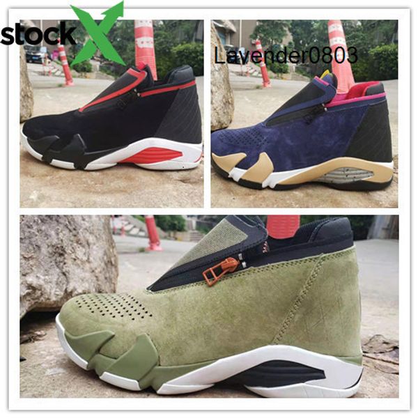 

wholesale new 14 xiv green blue suede black low men basketball shoes male 14s sneakers sports outdoor trainers size 7-13