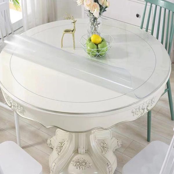 

transparent soft glass tablecloth round table mat pvc crystal plate dining table cloth plastic soft board waterproof mat