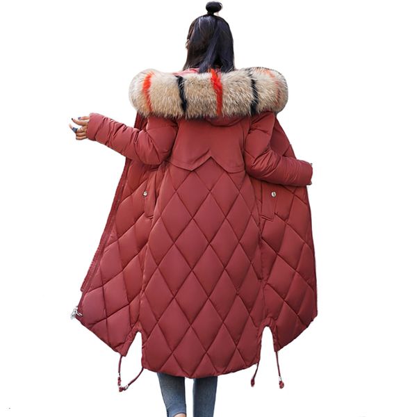 

2019 new arrival winter jacket women with colorful fur hooded womens jackets winter outwear long female coat parka slim y190926, Black;white