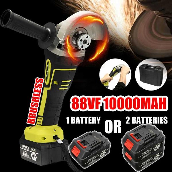 

220/240v 1200w cordless brushless angle grinder 98vf with 10000mah battery grinding machine cutting electric angle grinding tool