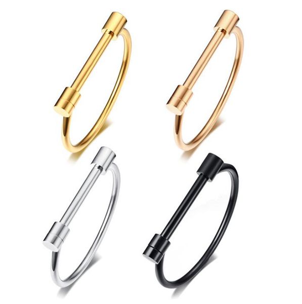 

new arrivals stainless steel d bangle women cuff bracelets silver/ gold/ rose gold/ black screw bracelet fashion jewelry female