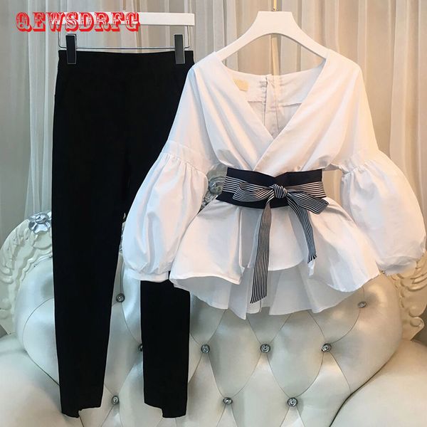 

plus size 4xl 2020 women 2 pieces sets women business suits ladies striped pants suit and split pencil pant suit, White