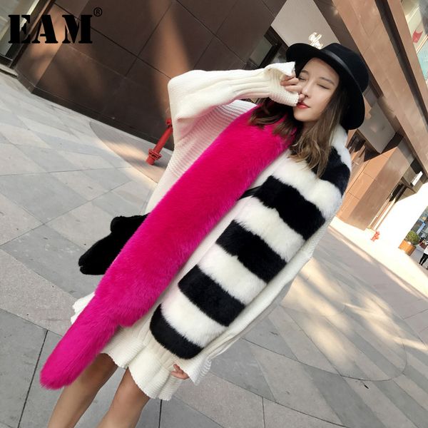 

eam] 2019 new autumn winter long keep warm hit color spliced personality temperament personality scarf women fashion tide jy882