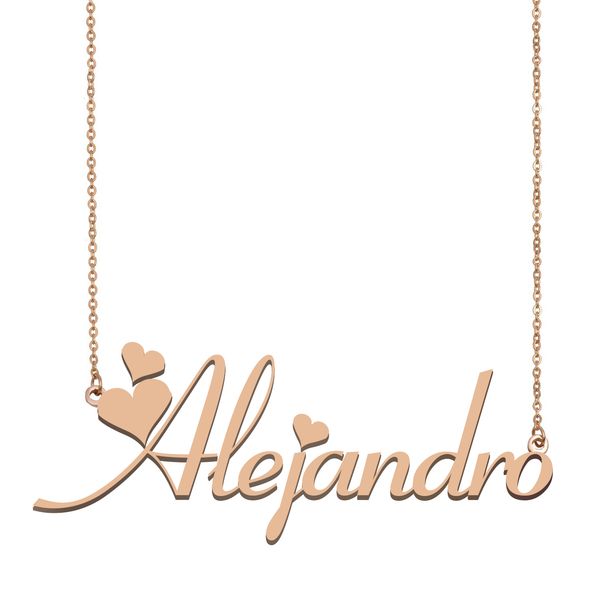

alejandro name necklace pendant for women girls birthday gift custom nameplate children friends jewelry 18k gold plated stainless steel, Silver