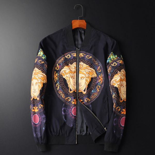 

face print jackets thin stand collar men's coats outdoor windproof keep warm hip hop jackets ing, Black;brown