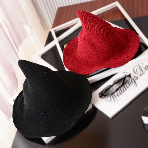 

witch pointed bucket hats women black fashion tall knitting bucket hat woman diversified wool fisherman hat cap, Blue;gray