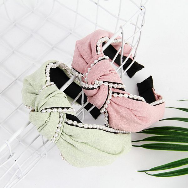 

ленты атласной жемчужины крест оголовье hairbands для леди младенца волос с цветами pearl head bands желтого стилем волос девушка easy pisac, Black;brown