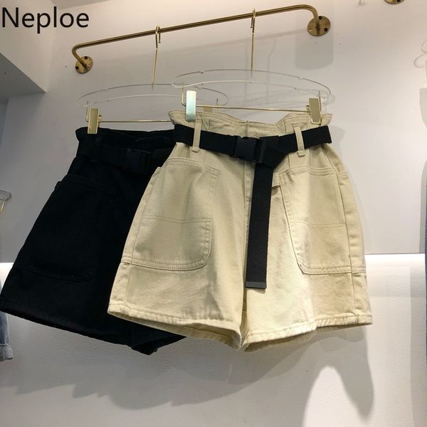 

neploe shorts women summer 2020 new korean button zipper ladies bottoms loose casual pockets wide leg shorts femme 1c229, White;black