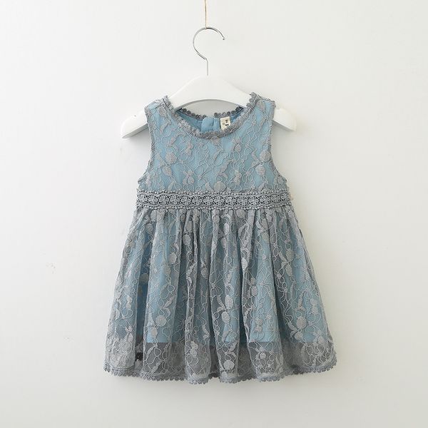 

2019 girls lace princess dress kids summer pretty vest dresses boutique clothes baby clothing light blue beige children clothes, Red;yellow