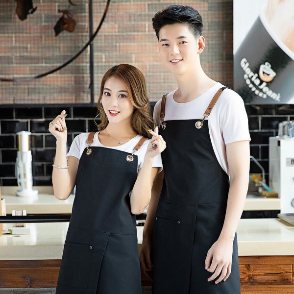 

2x adjustable black denim apron with for chef painter artists, Blue
