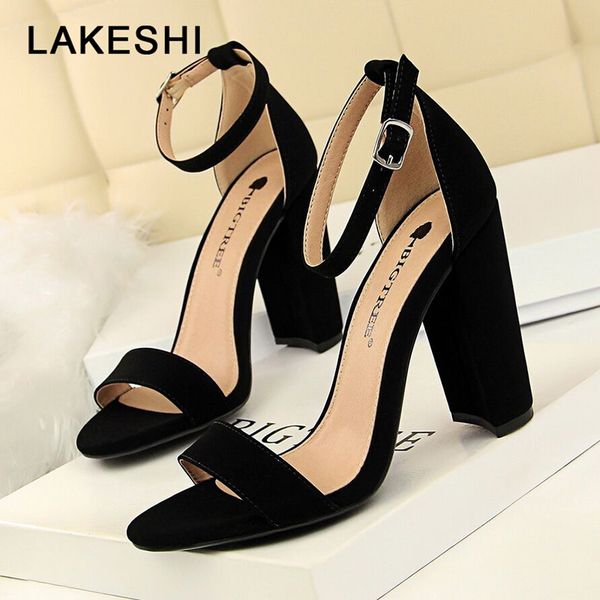

gladiator sandals women sandals block heels fashion women high heels ladies shoes classic pumps, Black