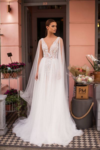 

кафтан дубай свадебные платья из богемной ткани с глубоким v-образным вырезом и кружевными аппликациями из кружева прозрачная страна свадебн, White