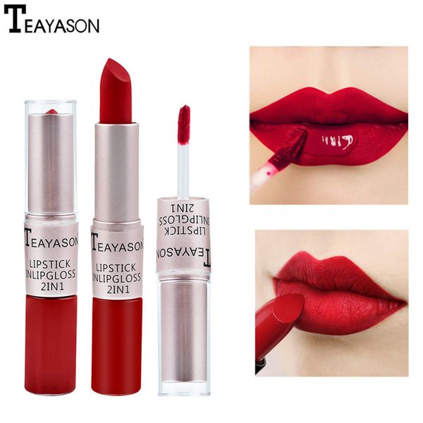 

teayason keep 24 hours double-head red matte lipgloss liquid lipstick matte long lasting waterproof beauty cosmetic tools