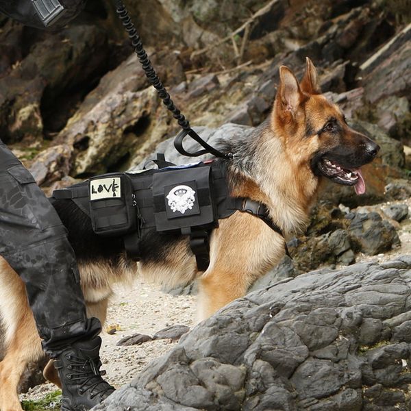 

new army tactical dog vests dog clothes training load bearing harness swat training rescue molle vest harness s, Camo;black