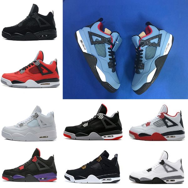 

with travis 4 cactus jack men basketball shoes raptors white cement black cat bred fire red pure money sports sneakers us 8-13