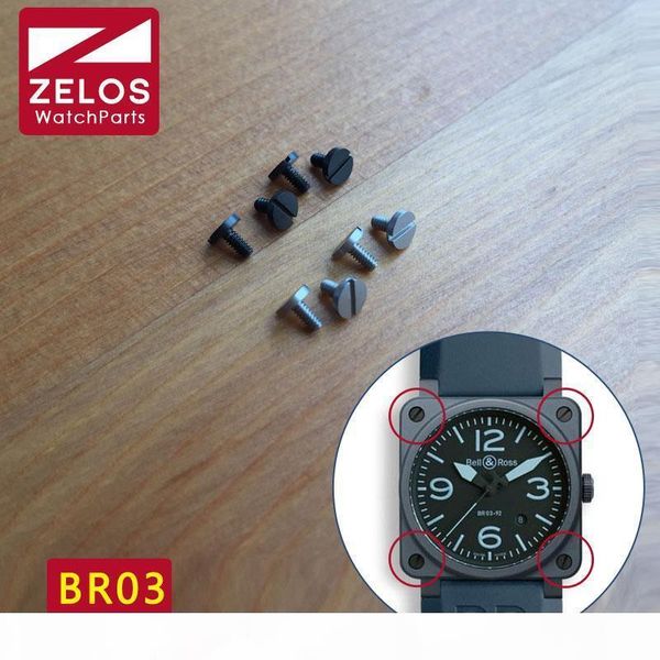 

4piece set black matte pvd silvery br03 watch bezels inserts screw for br03 42mm watch case screw parts