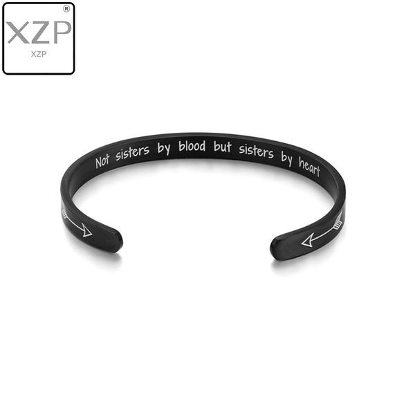 

xzp friends quote bracelet cuff bangle friendship bracelet not sisters by blood but sisters by heart jewelry for women men, Black