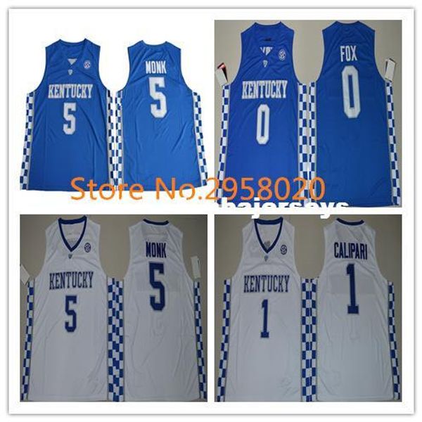 

custom #5 malik monk #1 john calipari #0 de'aaron fox #3 bam adebayo kentucky wildcats college basketball jersey any name and let, Black;blue