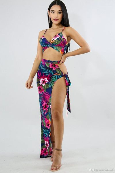 

dresses fashion spaghetti strap split up two piece dresses summer womens beachwear women floral printed, Black;gray