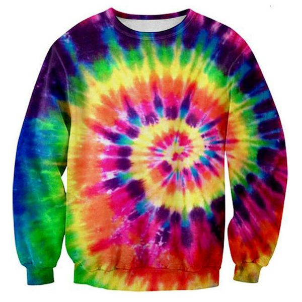

colorful tie dye style hoodie men sweatshirt fashion magic swirl pattern 3d sweat crewneck pullovers long sleeve outwear, Black
