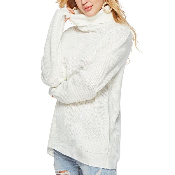 

large size knitted sweater autumn winter women lady high turtleneck sweater women slim pull femme jumper clothes pullovers, White;black