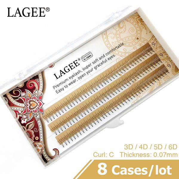 

lagee 8 cases eyelash extensions 3d-6d premade volume fans eyelash c curl thickness 0.07mm length 7~14mm false volume